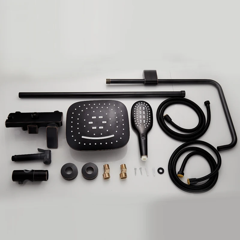 GEYO Bronze Black Bathroom Shower Faucet Mixer Wall Mount 8