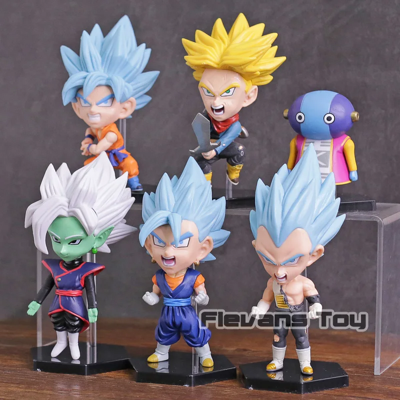 Online Dragon Ball Super Super Saiyan Dewa Super Saiyan Son Goku Vegeta Vegetto Batang Zamasu Zen O PVC Angka Mainan 6 pcs set