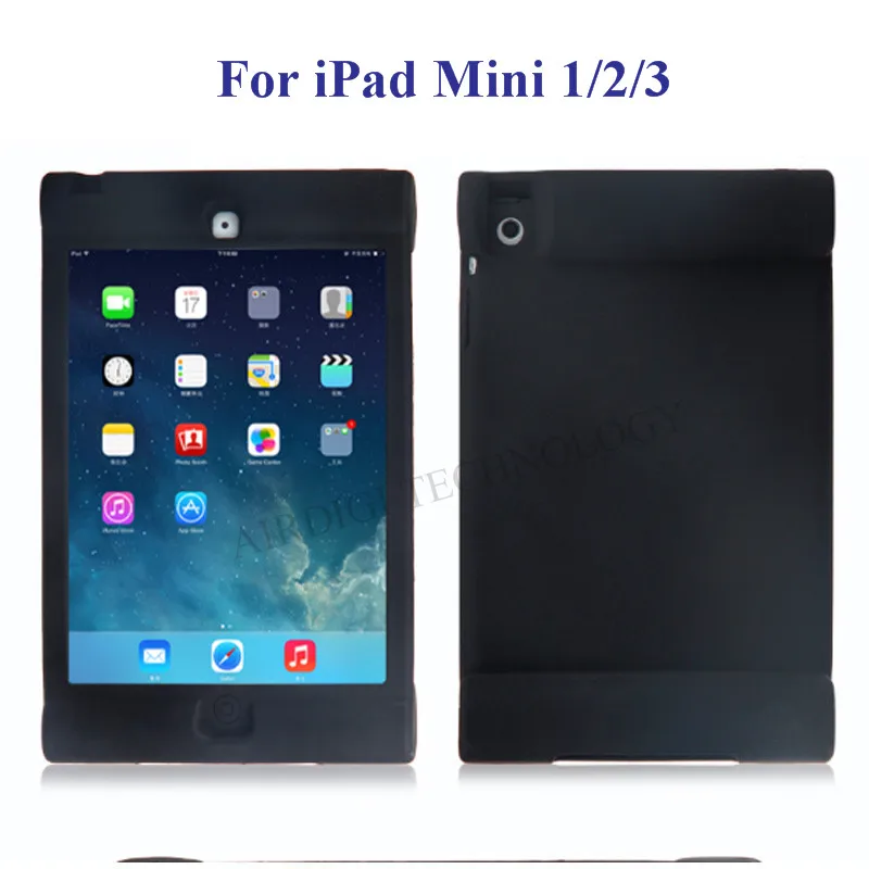 Для детей гелевый мягкий резиновый силиконовый чехол-бампер с ударопрочный чехол подставка защитный чехол для iPad Mini 1/2/3/4 retina с бесплатной доставкой - Цвет: Black for Mini 123