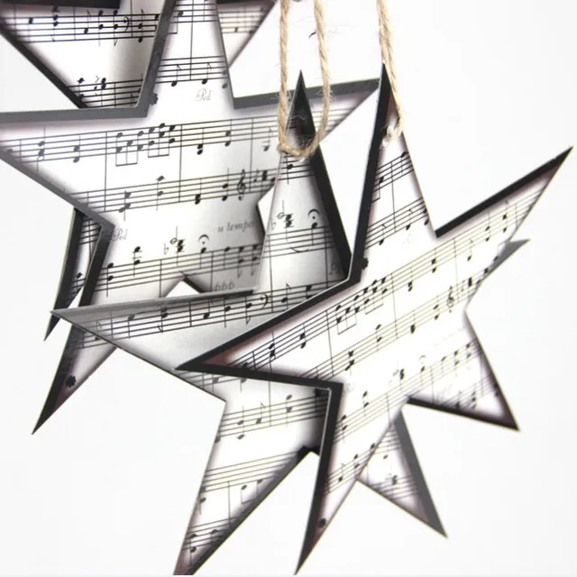 12pc Le Sheet Music Star Embellishments Garland 12pc Le Sheet Music Star Embellishments Garland Christmas Tree Ornaments Home Nursery Themed Decor