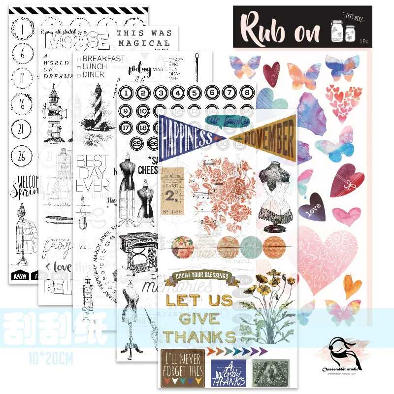 

ZFPARTY 1Pcs New Rub On Stickers for Scrapbooking/ DIY Crafts/ Card Making /Journaling Project
