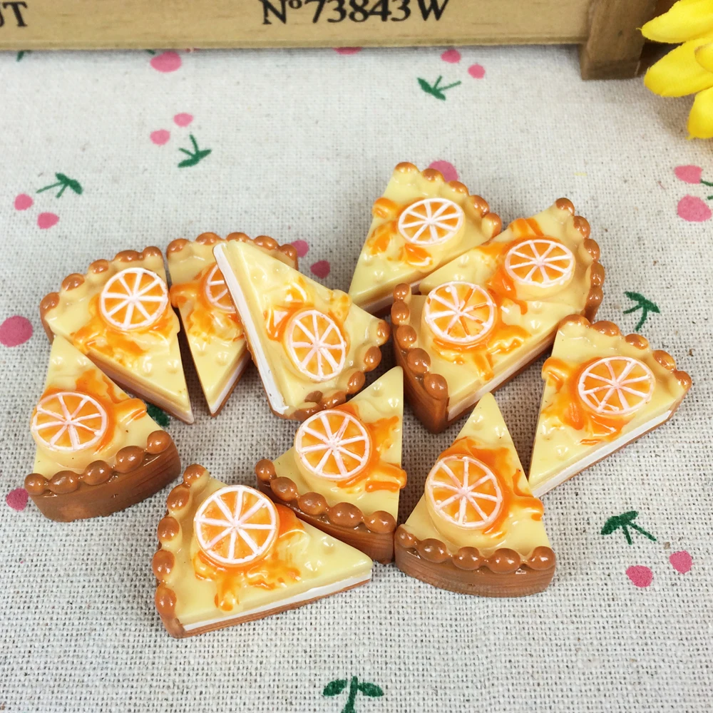 

10Pieces Flat Back Resin Cabochon Lemon Artificial Cake Miniature Food Flatback Embellishment Accessories Scrapbooking:23*30mm