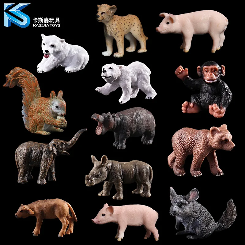 

Wild animal model solid simulation children's toys 13 optional Rhinoceros polar bear leopard orangutan pig squirrel