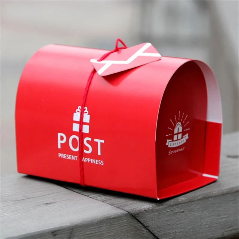 10pcs/lot Christmas Red Color Mail Post Storage Box Wedding Paper