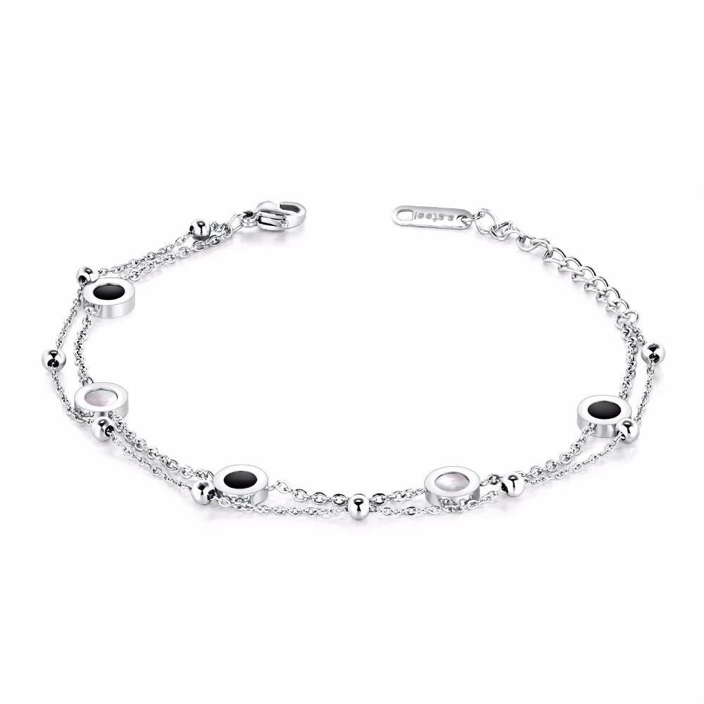 Classical Stainless Steel Woman Charm Bracelets Fashion double sided