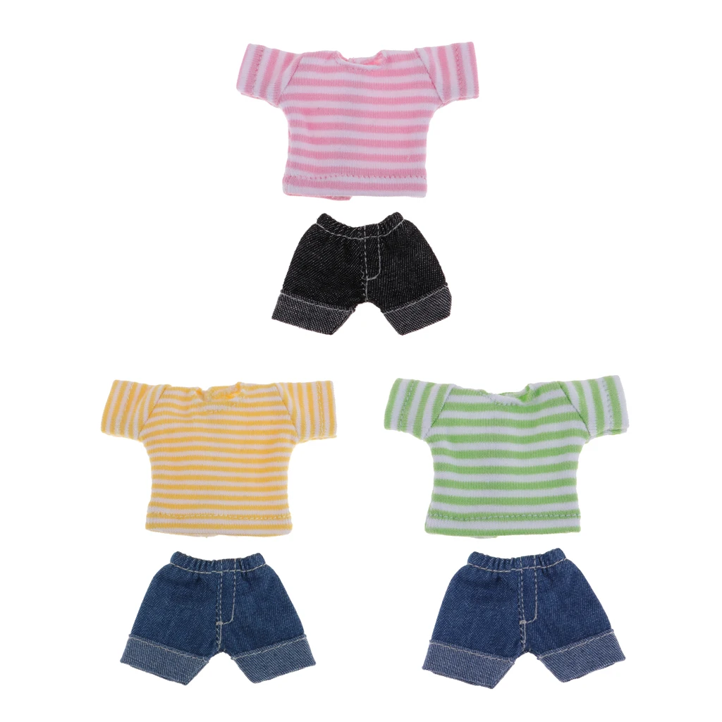 Adorable Two-piece Outfits Denim Shorts And Top For OB11 Mini Dolls