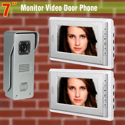7 дюймов 2-монитор видео домофон дверной звонок Системы Алюминий сплав ночного видения Камера visual видео домофон