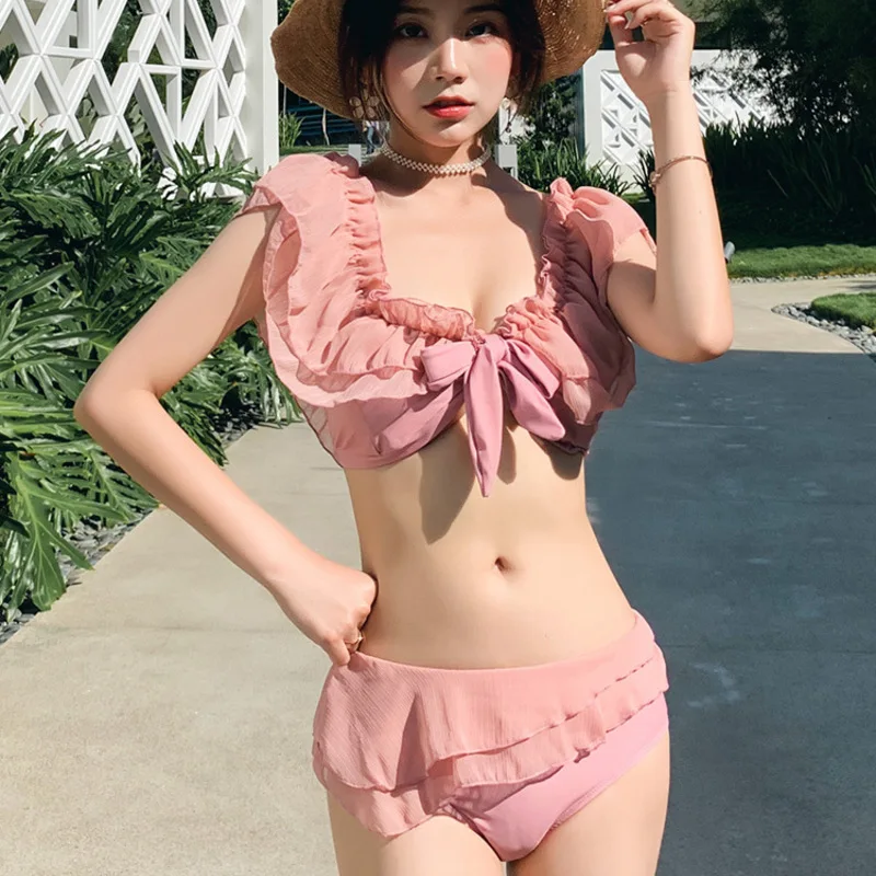 

Swimwear Swimsuits For Girl Bikini 2019 Bathing Suit Swimsuit Teenage Women Moves New Korean Size Sexy Female Cartoon Polyester