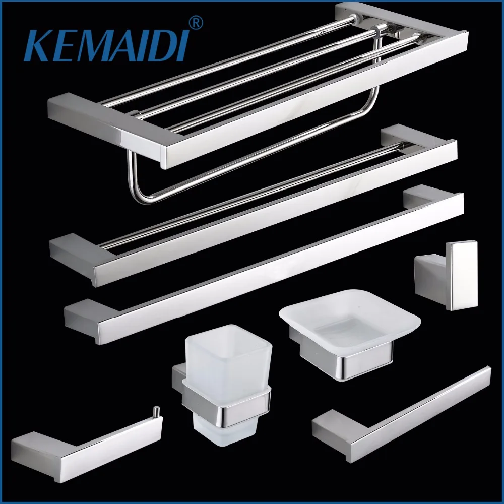 

KEMAIDI Bathroom Accessories Towel Bar Double Towel Bar Stainless Steel Cup Holder Cloth Hook,Soap Dish,Toilet Paper Holder