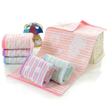 

Home furnishing home textiles comfortable twist free jacquard cotton double layer gauze terry jacquard child towel wholesale