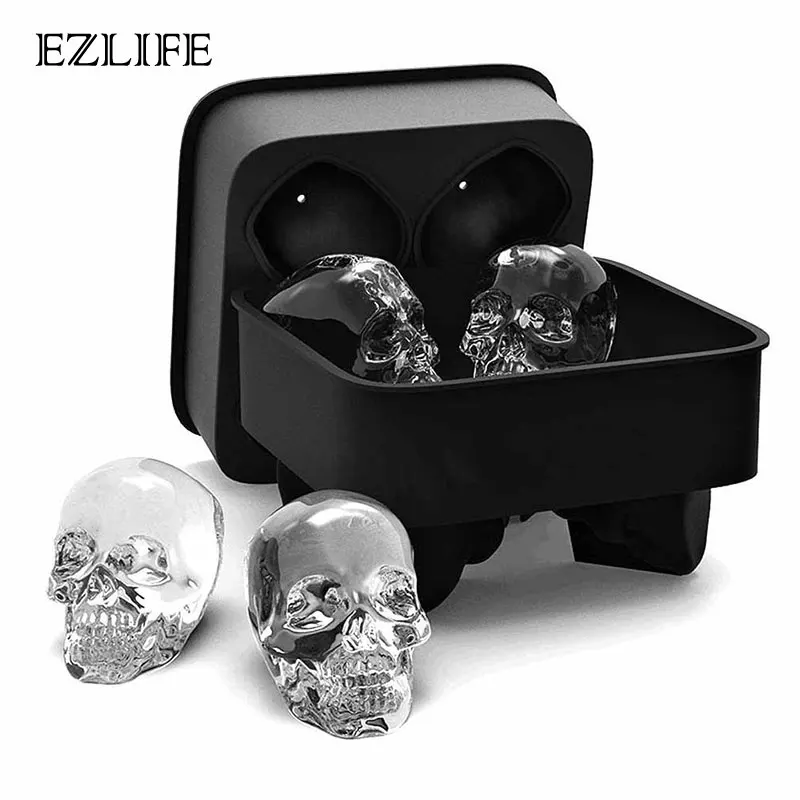 

EZLIFE Ice Mold Skull Shape 3D Ice Cube Mold Maker Bar Party Silicone Trays Chocolate Mold Ice-cream Tools Kitchen Bar Gadgets