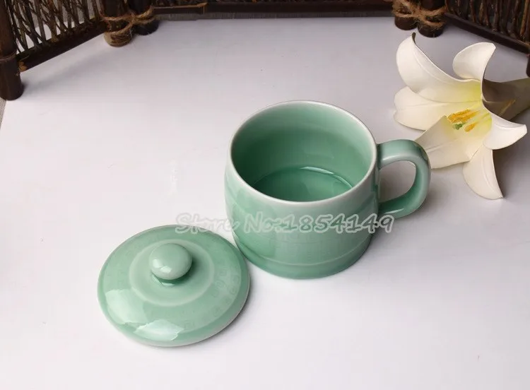 WIZAMONY Китайский Longquan Celadon фарфор Gaiwan КИТАЙСКИЕ чашки керамические 350 мл Di печи глазури фарфоровые чашки высокого качества