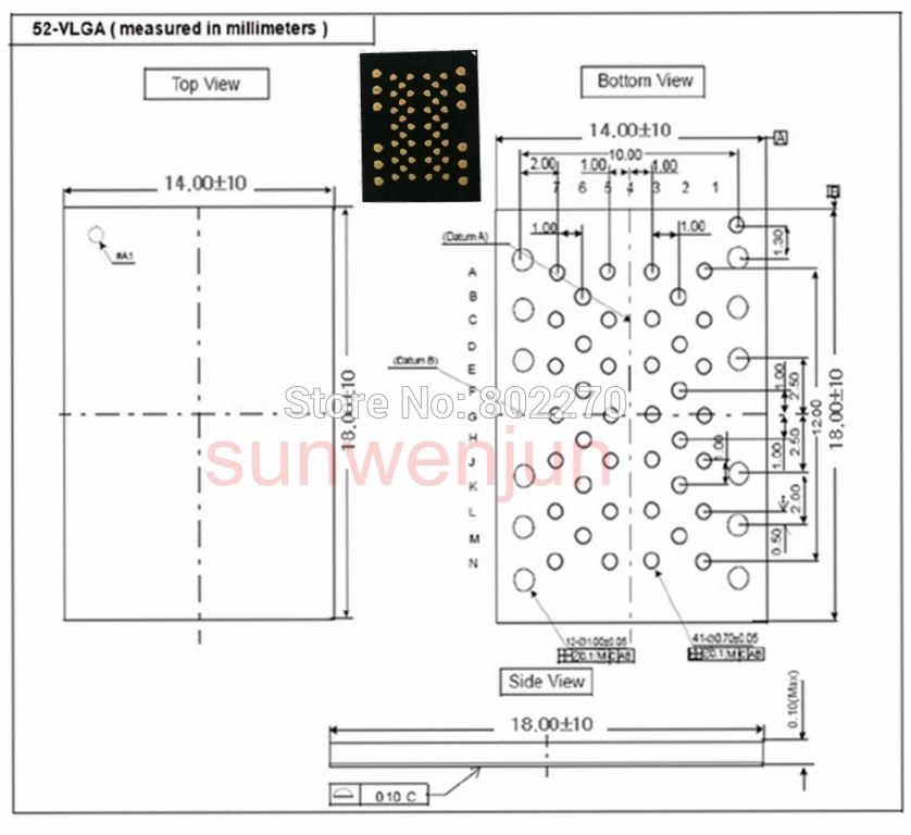 LGA52 к DIP48 адаптер/adptor 14X18 мм IC ZIF разъем только для TNM5000 программист