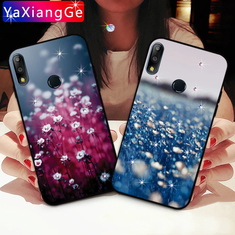 

Flower Shine Sticky Diamond Cases For Asus Zenfone Max Pro M2 ZB631KL ZB633KL TPU silicone Cover For Asus 5Z ZE620KL ZS620KL