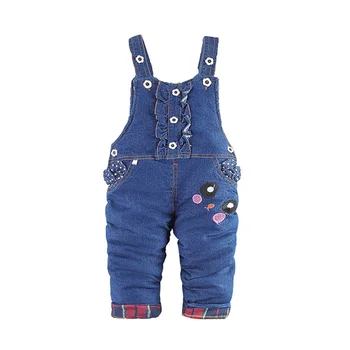 

Cotton Embroidery Baby Overalls Ruffles Baby Girls Jeans Thick Winter Fashion Overall Jeans For Girls Cartoon Baby Girl Clothing