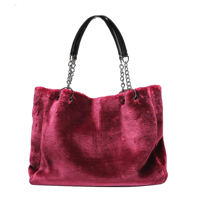 

Новая Винтажная зимняя женская плюшевая сумка через плечо, модные повседневные женские сумки, вместительные сумки с ручками сверху, мягкая дизайнерская меховая женская сумка