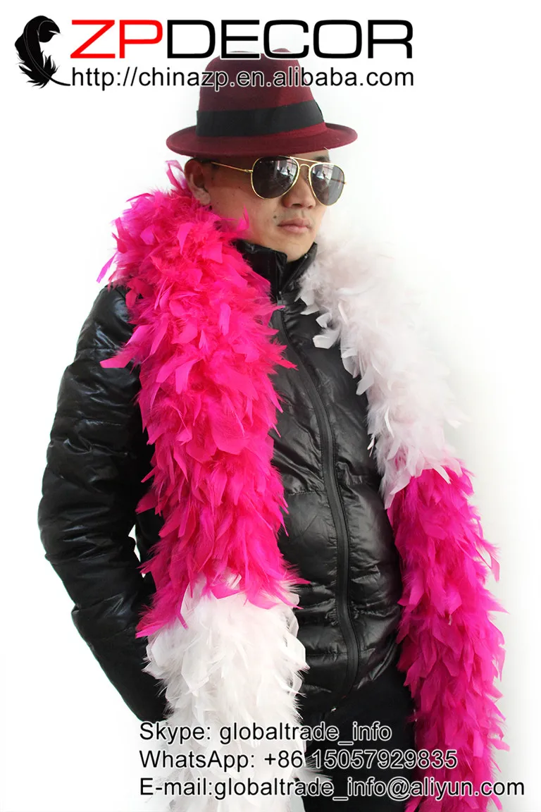 hot pink and white turkey feathers boa (3)