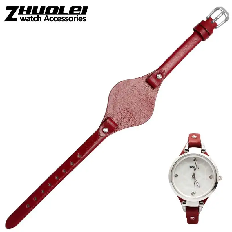 

for Fossil cow leather watch strap fit fossil ES4119 ES4176 ES3262 ES3077 ES2830 ES3262 ES3060 watchband series ladies 8mm Gato
