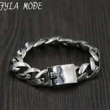 925 Sterling Silver Bracelet Christmas Gifts Vintage 20cm 22cm S925 Solid Thai Silver Link Chain Bracelet Men Women Jewelry