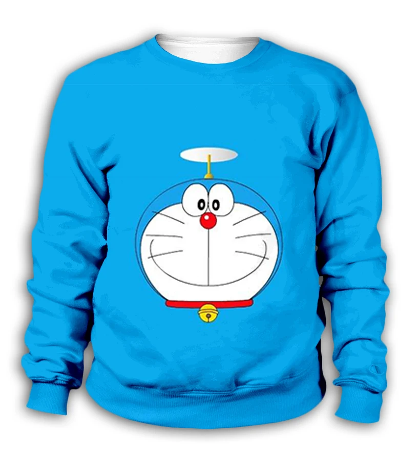 Милые Мультяшные детские голубые толстовки Doraemon с 3D принтом модные милые