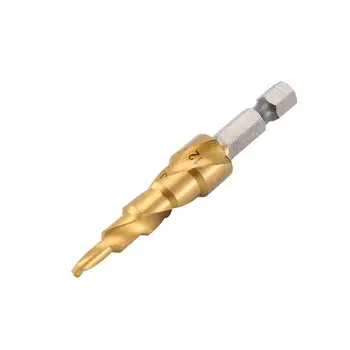 

HSS Titanium Coated Spiral Grooved Center Step Drill Bit Drilling Power Tools for Metal Drill Hole Cutter Step Cone Drill Bit