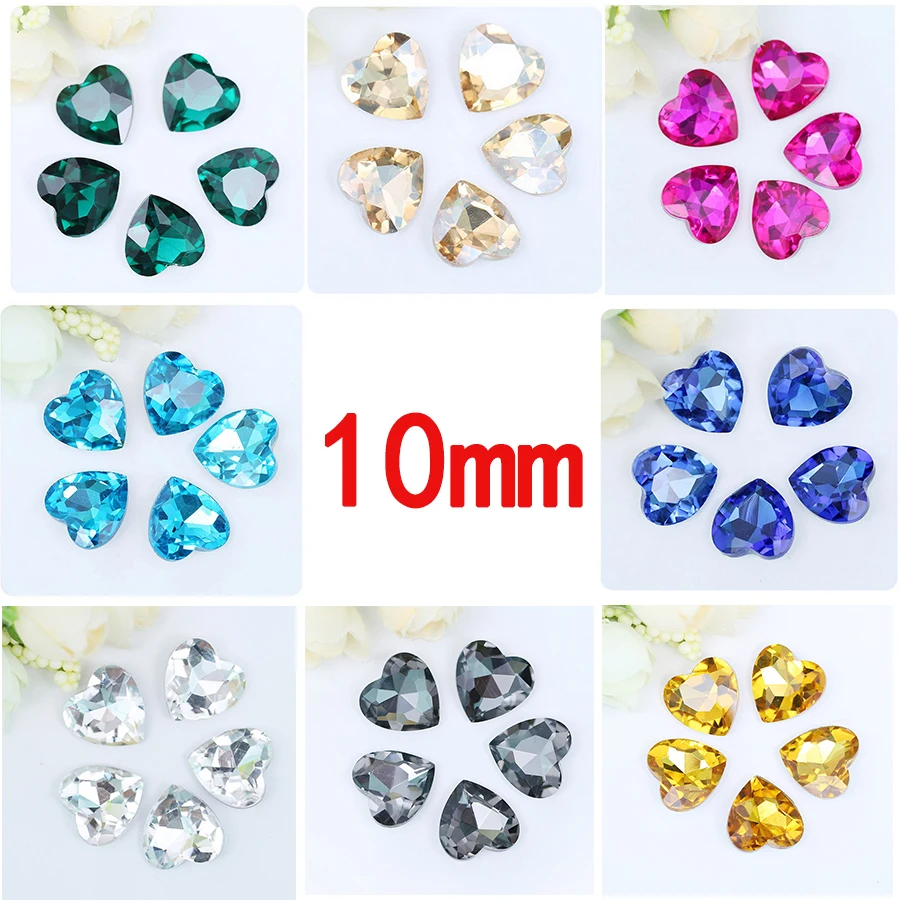 

50pcs Glitter Rhinestones Crystal Bead 10mm Charm Glass Bead Pointback Strass Sewing & Fabric Garment Rhinestone Nail Art Stone