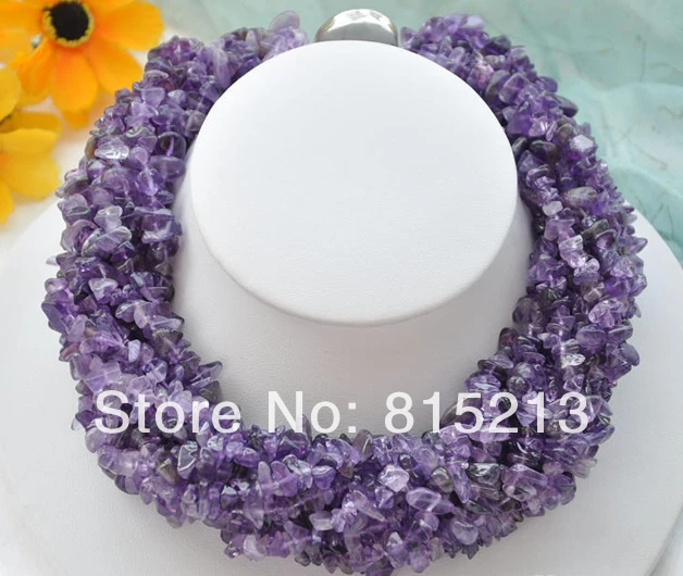 

ddh001200 10starnds nature purple amethyst detritus necklace 17inch