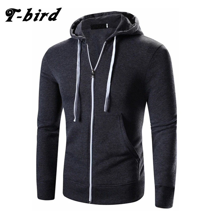 T Bird Hoodies Men Cardigan Sweatshirts Solid Color Fashion Brand Men S Hoodie Autumn Winter Pullover