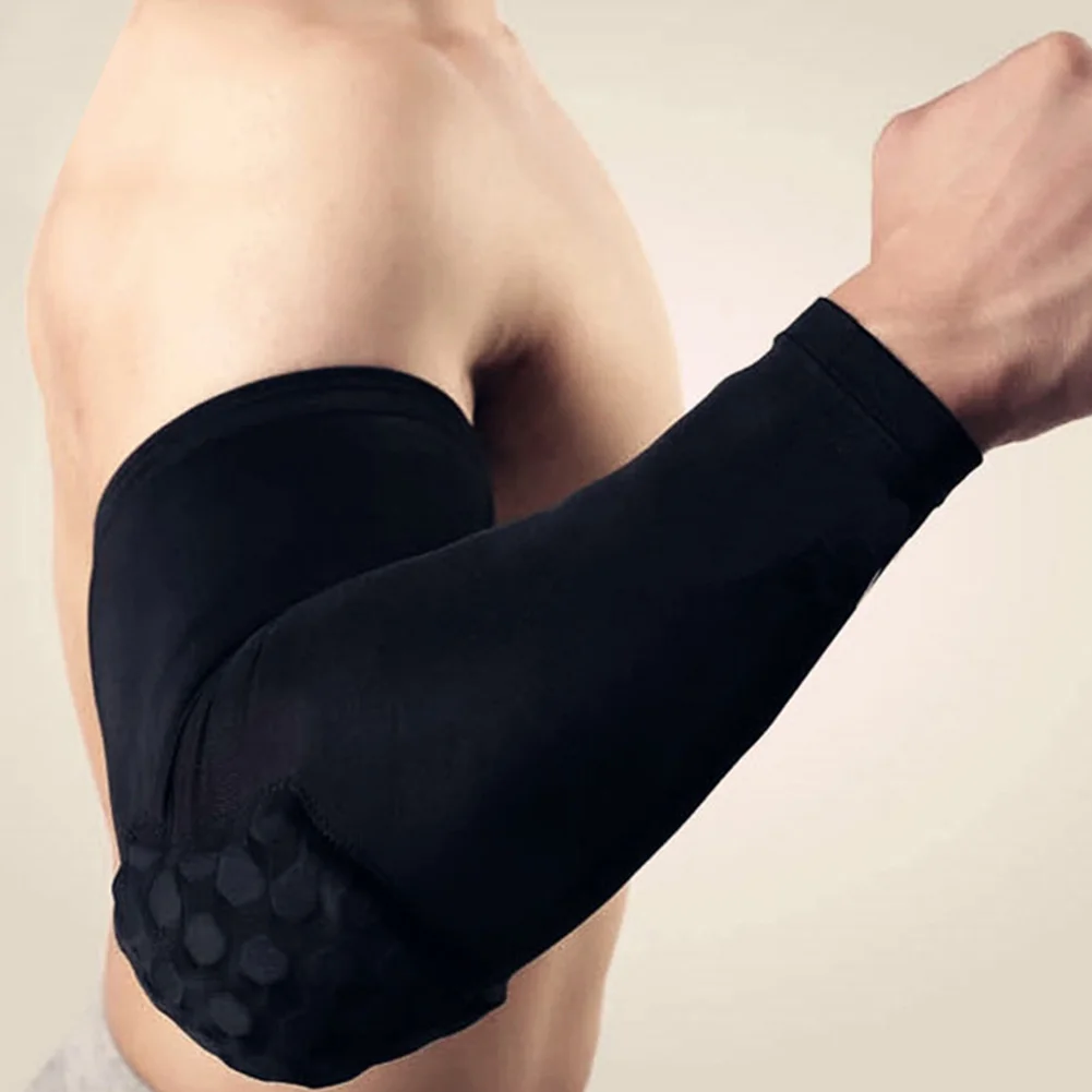 M-XL, спортивный, безопасный, эластичный спортивный для спортивного зала, баскетбола, рукав для рук, для стрельбы, Небьющийся, сотообразный, налокотник, опоры, налокотник, защита