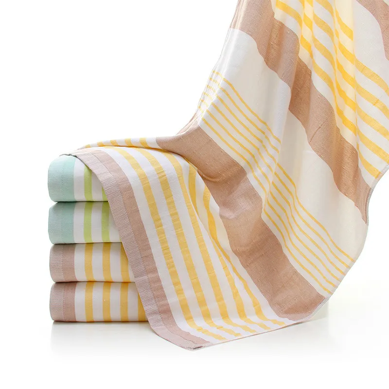70x140cm gauze Cotton Soft Bath towel Wide stripes Flat weave big towel