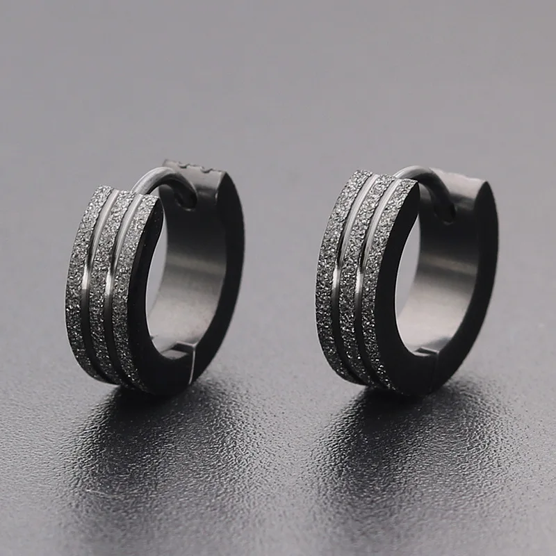 Fashion Earrings Men's Round Titanium Steel Earrings Men's Jewelry Accessories Hipster Rock Style Punk Circle Earrings for Men - Окраска металла: black