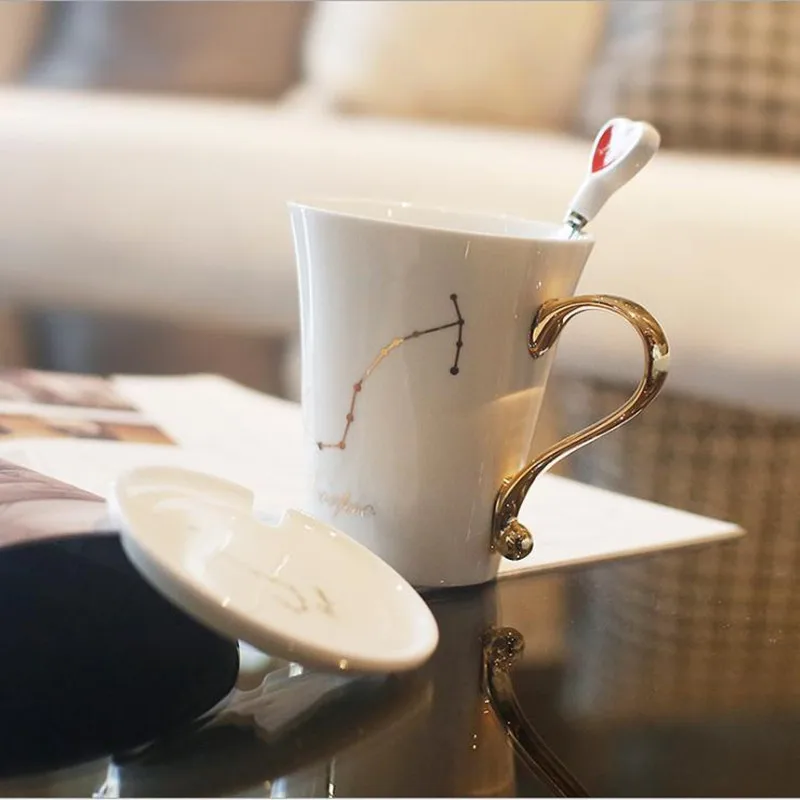 Креативная керамическая кружка чашка со знаком зодиака домашняя кухня гостиная чашка для воды высокого качества костяного фарфора