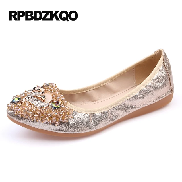 Flats Size 41 Ballerina Comfortable Pointed Toe Large Silver Gold Flats Size 41 Ballerina Comfortable Pointed Toe Large Silver Gold Metal 10 Wedding Ballet Shoes Elastic