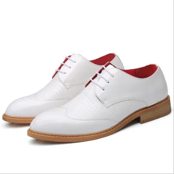 

2019 Fashion Men Office Shoes White paint Leather Men Dress Shoes Social Sapato Male Soft Leather Wedding Oxford Shoe