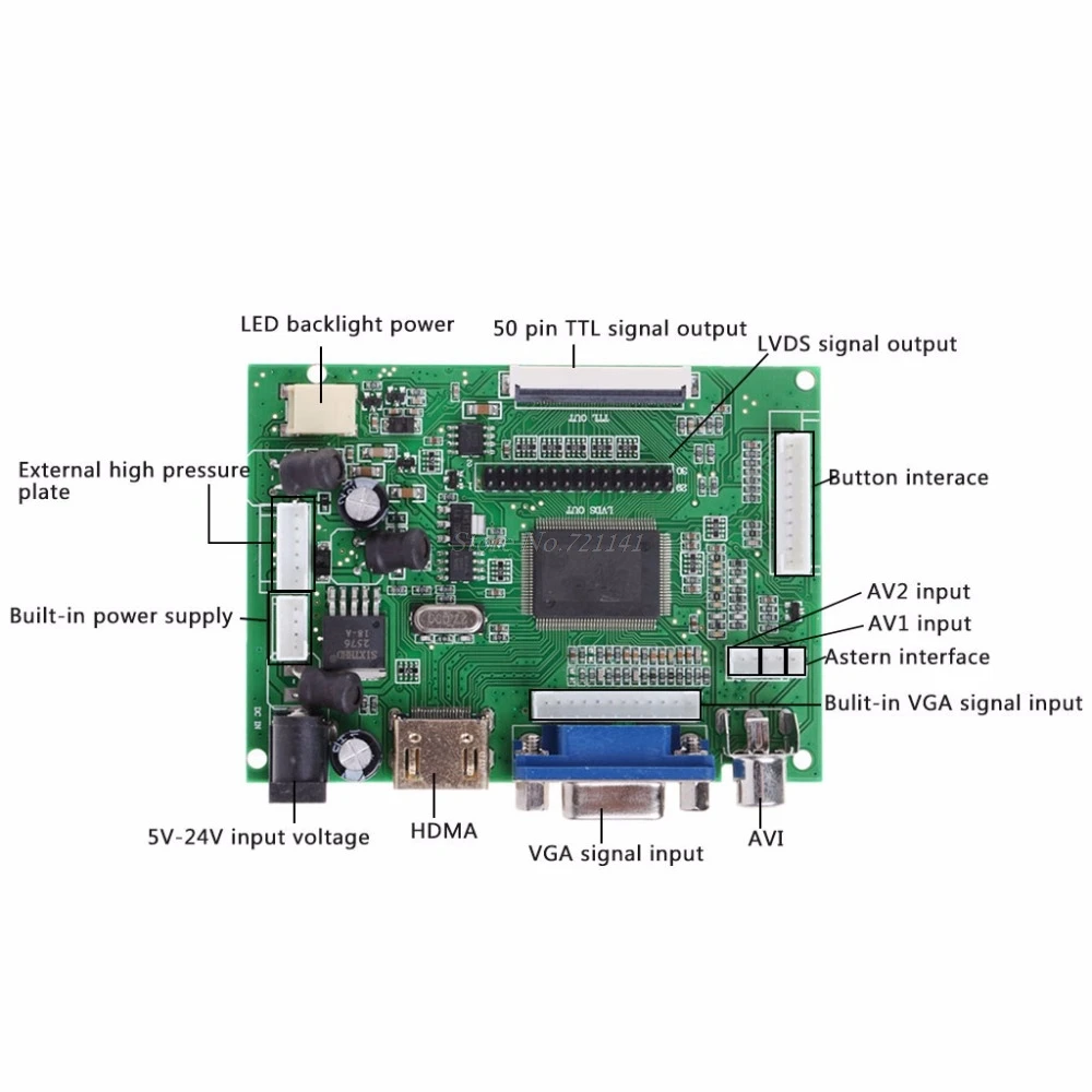 Плата драйвера ЖК дисплея AT070TN90/92/94 7 дюймов VGA 50pin плата контроллера TTL LVDS Прямая