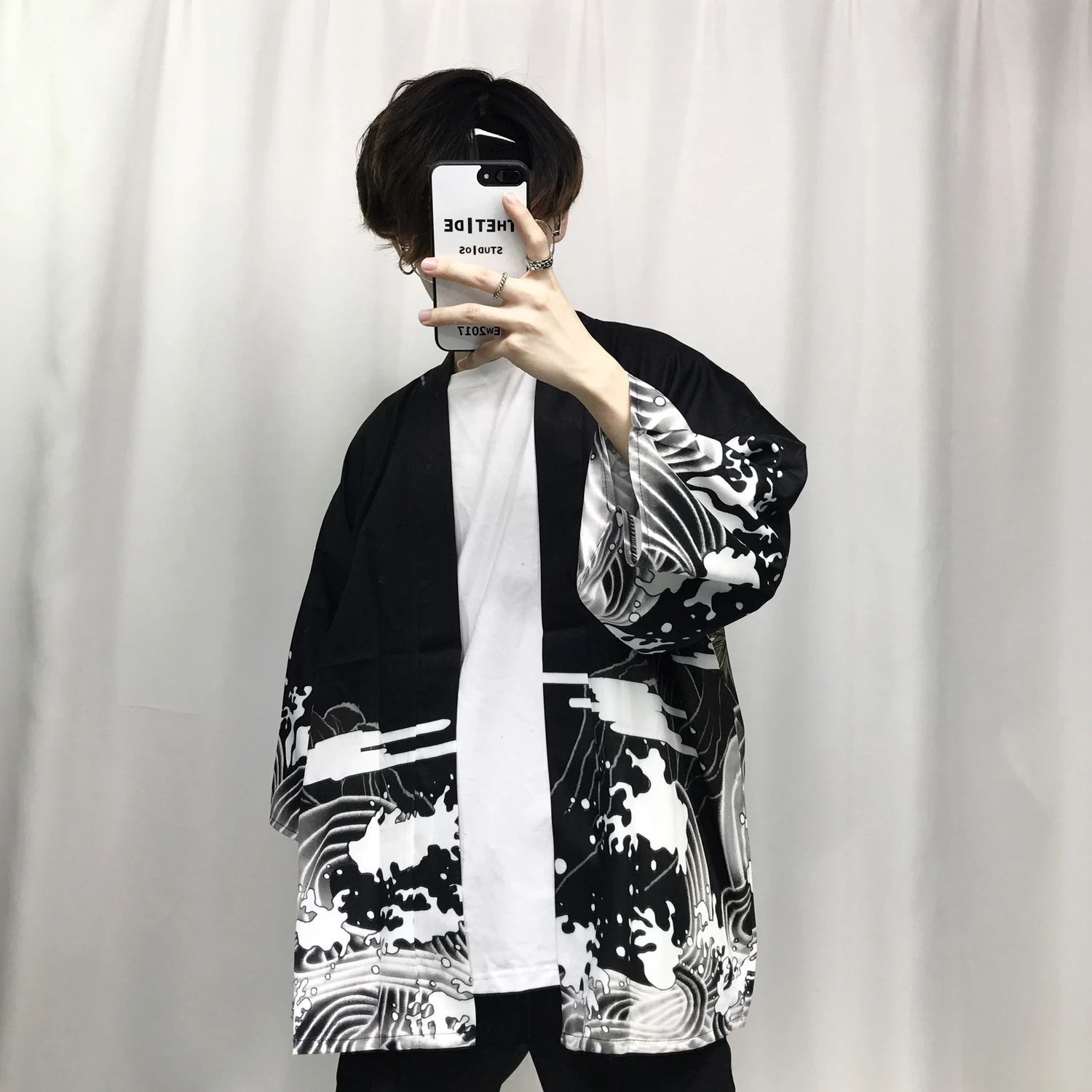 2017 autumn mens kimono japanese clothes streetwear casual