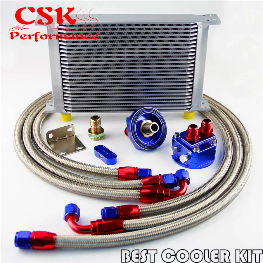 #^Special Price 25 Row AN-8/AN8 Engine Oil Cooler + Filter Relocation hose Kit Silver