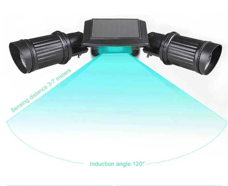 14 светодиодный светильник на солнечной батарее, водонепроницаемый вращающийся двойной Дуральный светильник с датчиком движения PIR, настенный светильник, уличный светильник для безопасности