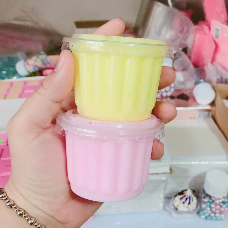 

5PCS Round Slime Foam Ball DIY Printing Craft Storage Containers Organizer Box with Lids For Clay Playdough Foam Slime Mud