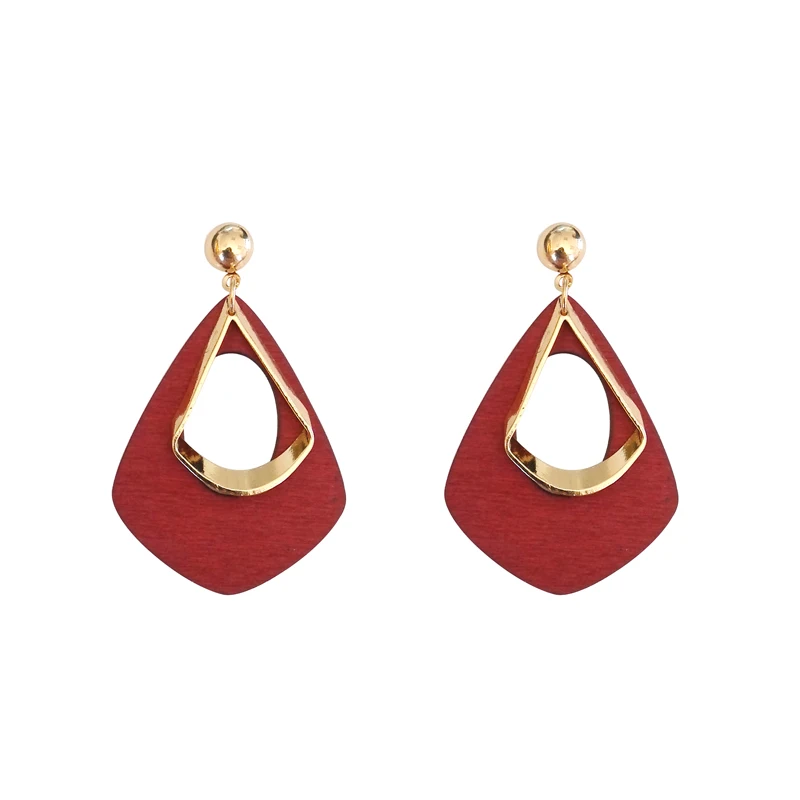 

Geometric Wood Earrings Retro Fashionable Triangle Pendant Wild Fashion Tide Net Red Same Style Individual Earrings Wholesale
