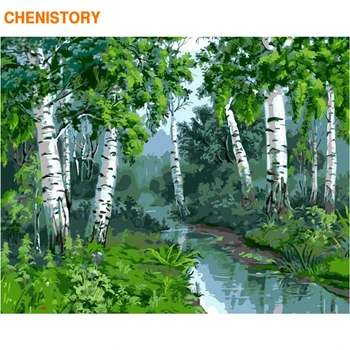 

CHENISTORY Frameless Forest Landscape DIY Painting By Number Modern Wall Art Picture Calligraphy Painting For Home Decor 40x50cm