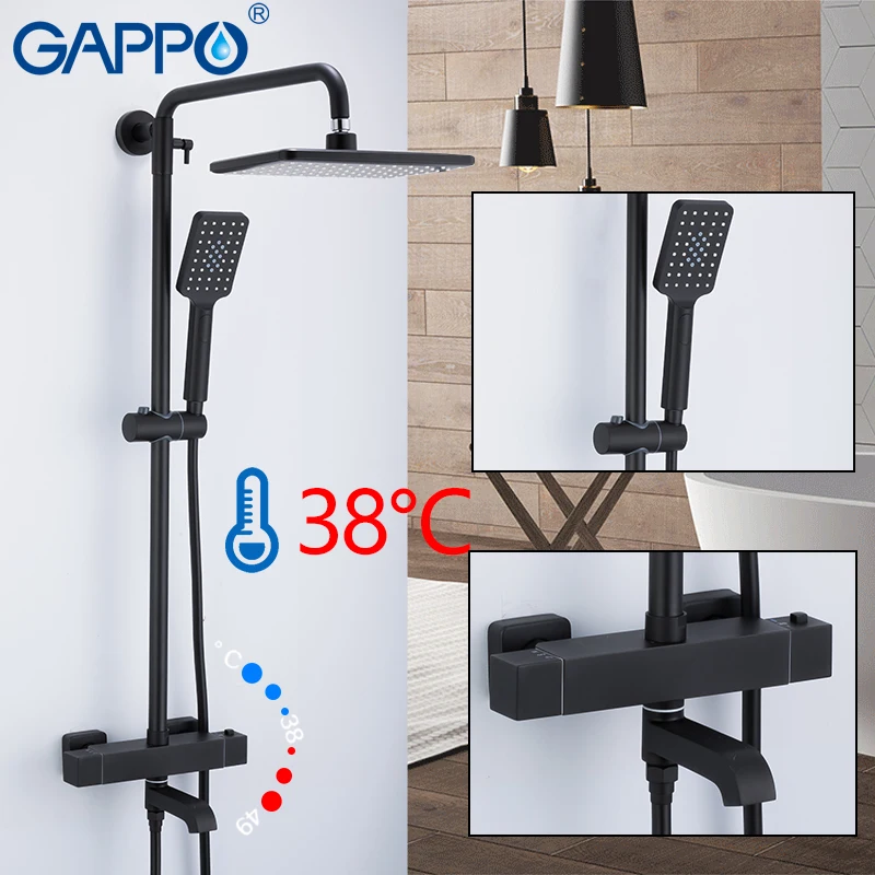US $95.70 GAPPO thermostatic shower system hot cold mixer Brass bathroom shower faucet Bathtub shower sets thermostatic mixer faucets
