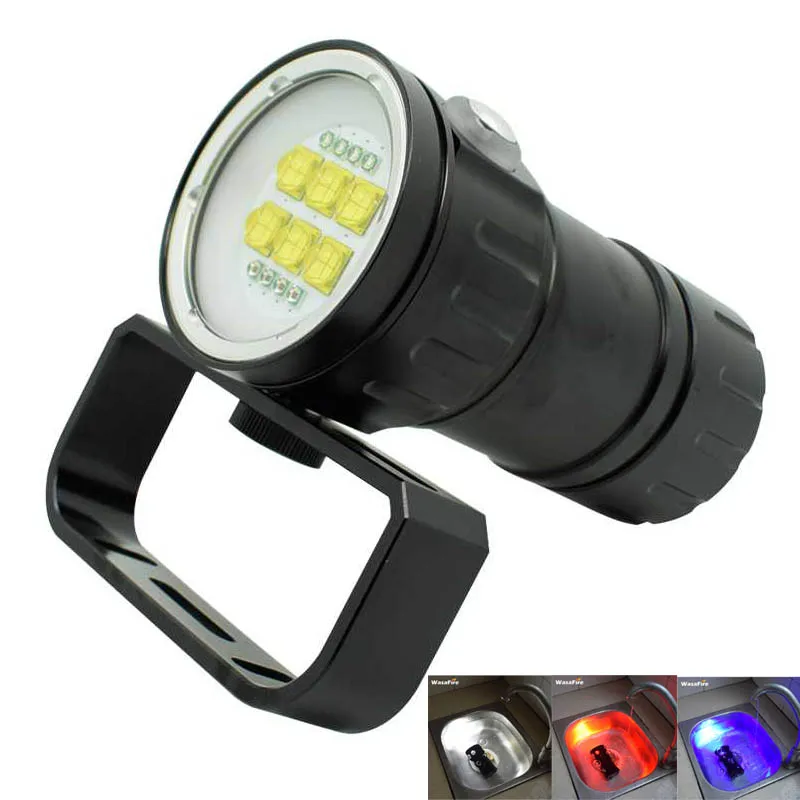 

Diving Flashlight 9090 XM-L2 Diver Torch Underwater Scuba Photography Video Lamp White Red Blue Light 14 LED Photo Flashlights