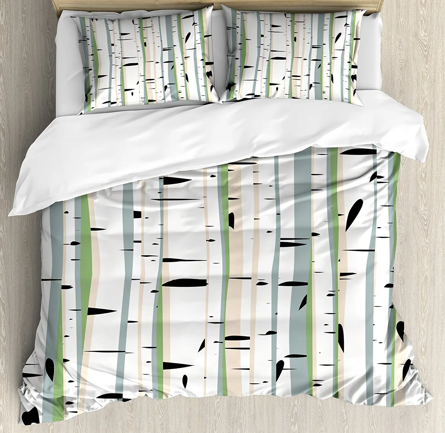 Forest Duvet Cover Set Tree Formation Birch Trunks Abstract Grove
