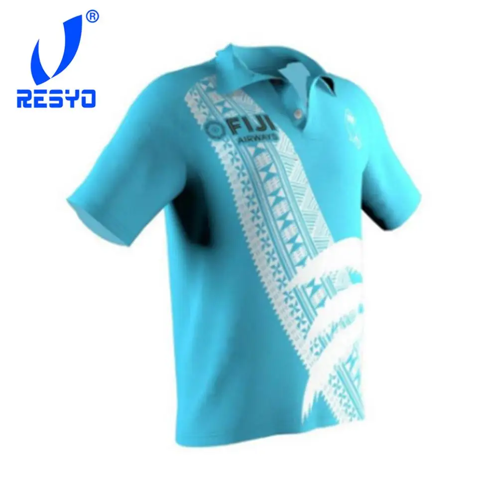 RESYO ل 2019 فيجي الرجال الأصلي سبعة الرجبي جيرسي 7's الأبيض/الأزرق بولو قميص حجم: s-3XL شحن مجاني