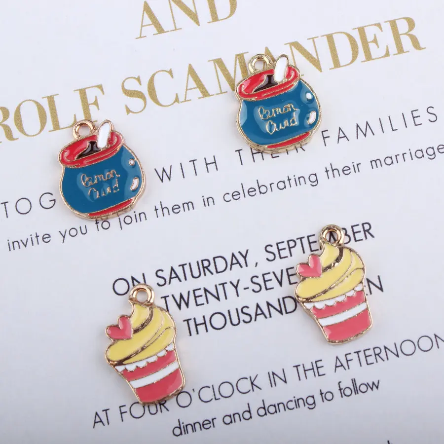 10pcs DIY Korean enamel alloy small metal pendant honey jam jar cake