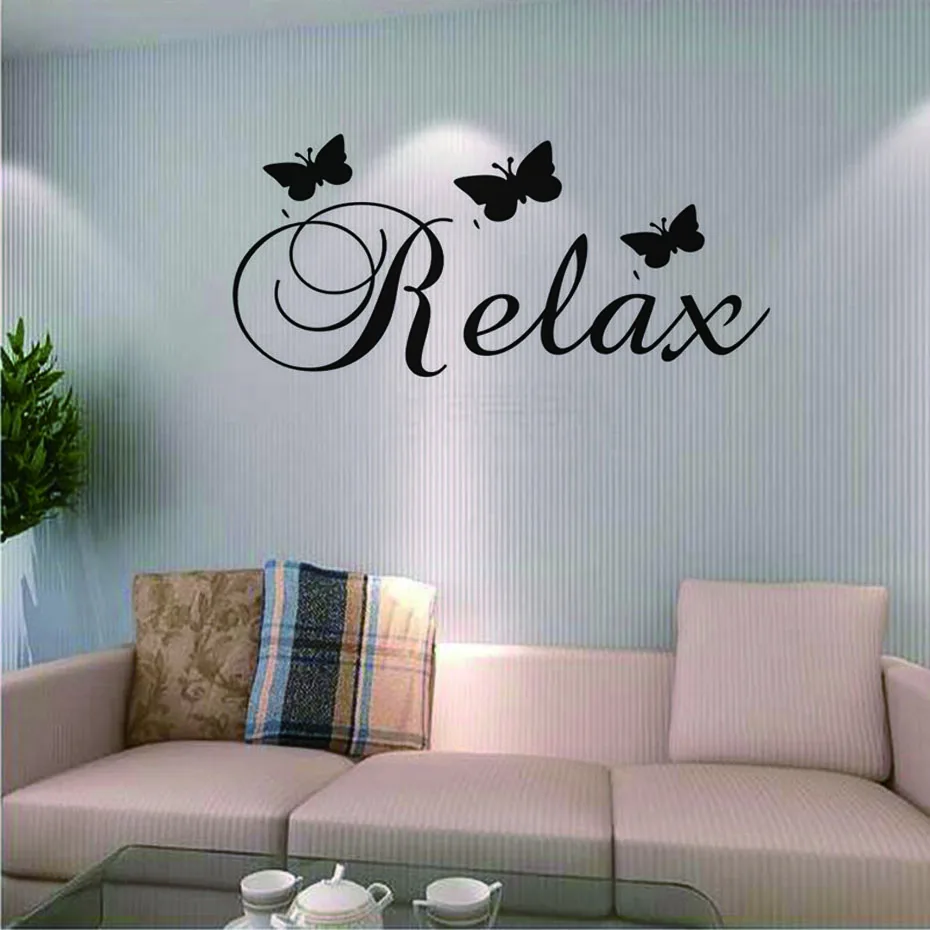 Relax Saying Vinyl Wall Sticker For Kids Room Living Room Butterfl