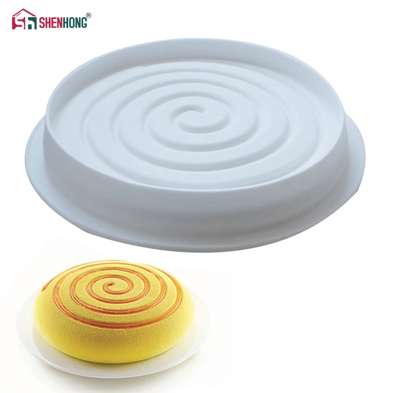 NEW Spiral Ripple Round Cake Mold For Baking Home Party Forms Cream Silicone Mould Mousse DIY Baking Cookie Fondant Bakery