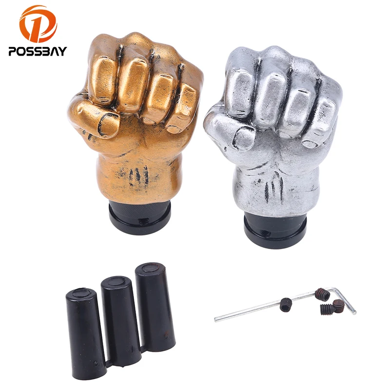 POSSBAY Funny Gold Silver Fist Style Gear Knobs Universal Gear Shift
