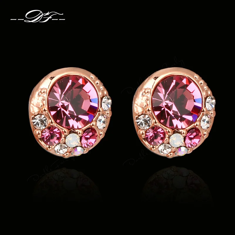 

Cubic Zirconia Rose Gold Color Stud Earrings Wholesale Fashion Brand Crystal Vintage Jewelry For Women Brincos joias DFE145